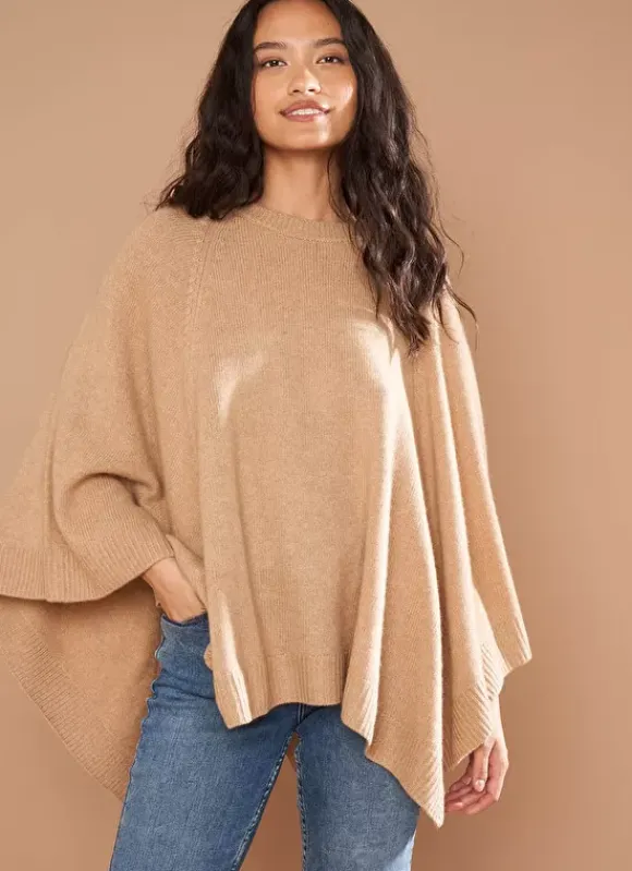 Poncho 100% Cachemire Camel Paulo Sud Express