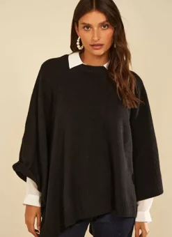 Poncho 100% Cachemire Noir Paulo Sud Express