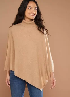 Poncho Asymetrique En Cachemire Camel Presta Sud Express