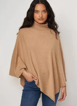 Poncho Asymetrique En Cachemire Camel Presta Sud Express