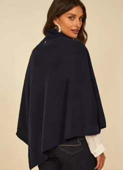 Poncho Asymetrique En Cachemire Marine Presta Sud Express