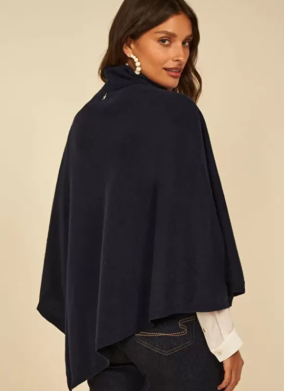 Poncho Asymetrique En Cachemire Marine Presta Sud Express