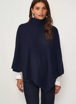 Poncho Asymetrique En Cachemire Marine Presta Sud Express