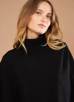 Poncho Asymetrique En Cachemire Noir Presta Sud Express