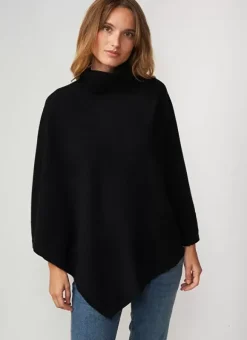 Poncho Asymetrique En Cachemire Noir Presta Sud Express