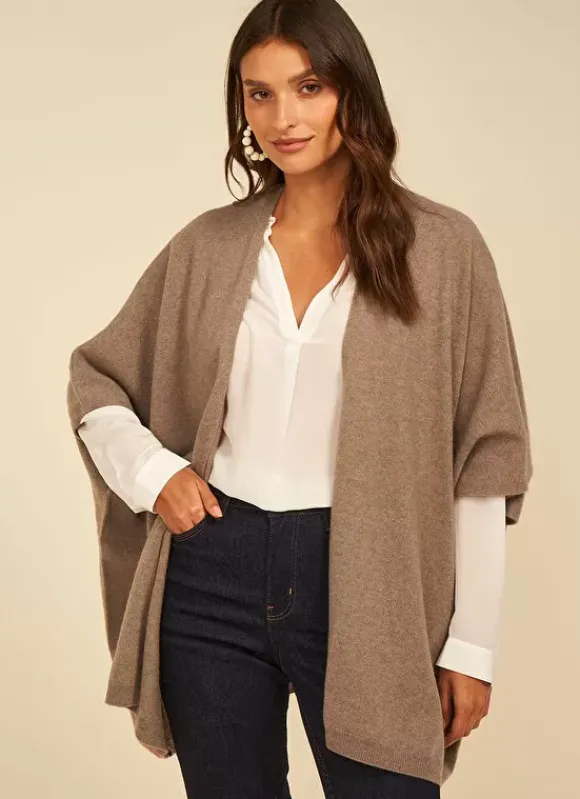 Poncho Long Et Ouvert Pur Cachemire Vison Gwenaelle Sud Express