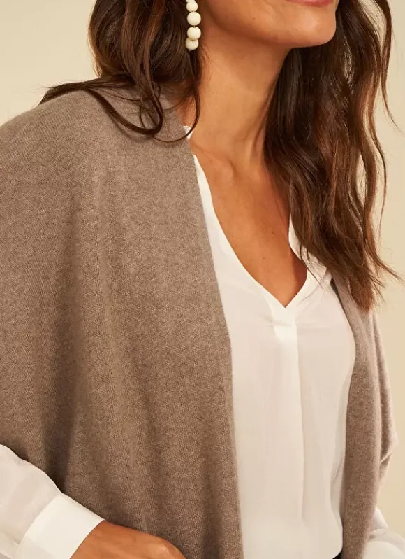 Poncho Long Et Ouvert Pur Cachemire Vison Gwenaelle Sud Express