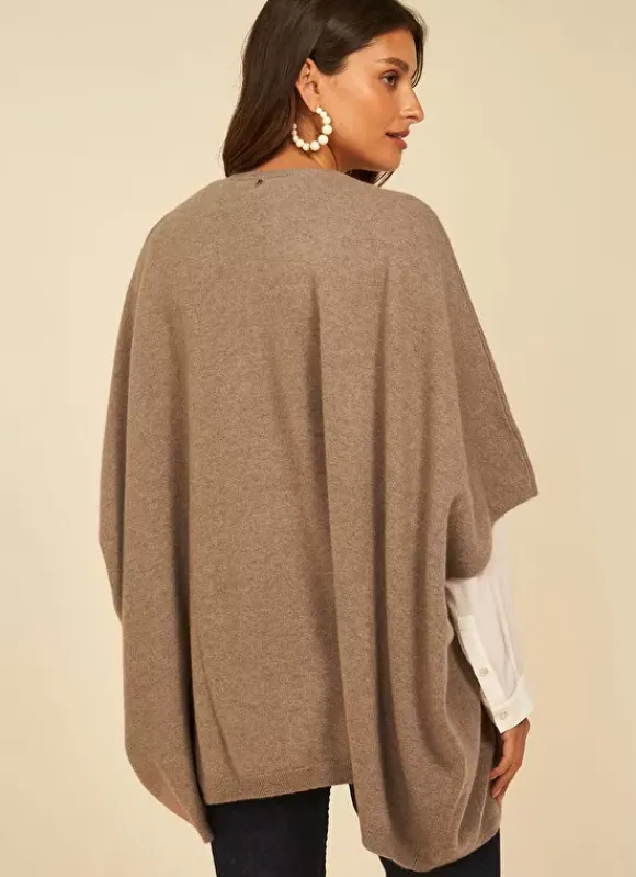 Poncho Long Et Ouvert Pur Cachemire Vison Gwenaelle Sud Express