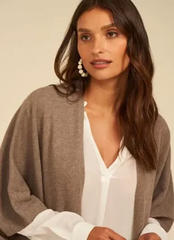 Poncho Long Et Ouvert Pur Cachemire Vison Gwenaelle Sud Express
