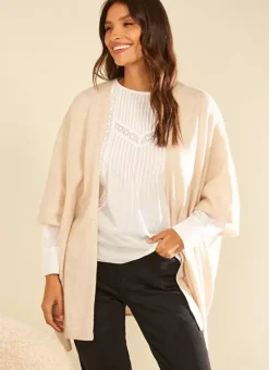Poncho Long Et Ouvert Pur Cachemire Beige Chine Gwenaelle Sud Express
