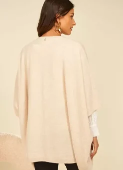 Poncho Long Et Ouvert Pur Cachemire Beige Chine Gwenaelle Sud Express
