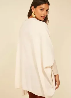 Poncho Long Et Ouvert Pur Cachemire Milk Gwenaelle Sud Express
