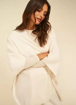 Poncho Long Et Ouvert Pur Cachemire Milk Gwenaelle Sud Express
