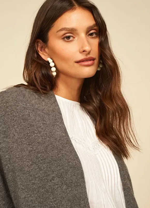 Poncho Long Et Ouvert Pur Cachemire Gris Chine Gwenaelle Sud Express