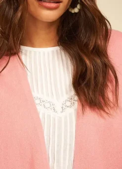 Poncho Long Et Ouvert Pur Cachemire Blush Gwenaelle Sud Express