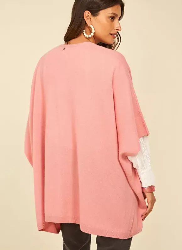 Poncho Long Et Ouvert Pur Cachemire Blush Gwenaelle Sud Express