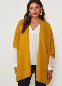 Poncho Long Et Ouvert Pur Cachemire Safran Gwenaelle Sud Express