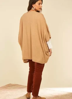 Poncho Long Et Ouvert Pur Cachemire Camel Gwenaelle Sud Express