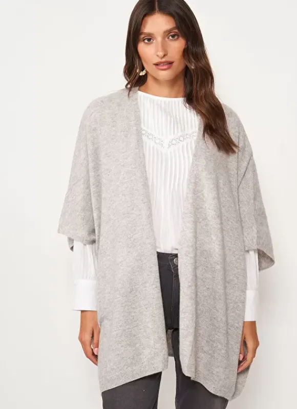 Poncho Long Et Ouvert Pur Cachemire Perle Chine Gwenaelle Sud Express