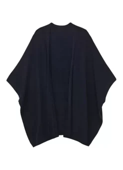 Poncho Long Et Ouvert Pur Cachemire Marine Gwenaelle Sud Express