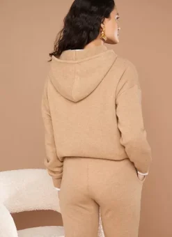 Pull A Capuche En Cachemire Epais Camel Mabebe Sud Express