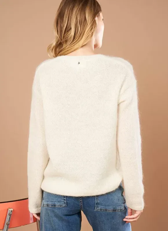 Pull A Col V En Mohair Ecru Mannakayx Sud Express