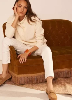 Pull A Cotes Et Col Montant Ecru Macaron Sud Express
