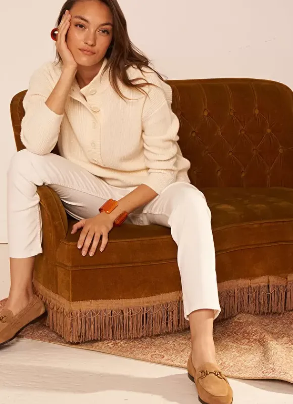 Pull A Cotes Et Col Montant Ecru Macaron Sud Express