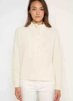 Pull A Cotes Et Col Montant Ecru Macaron Sud Express