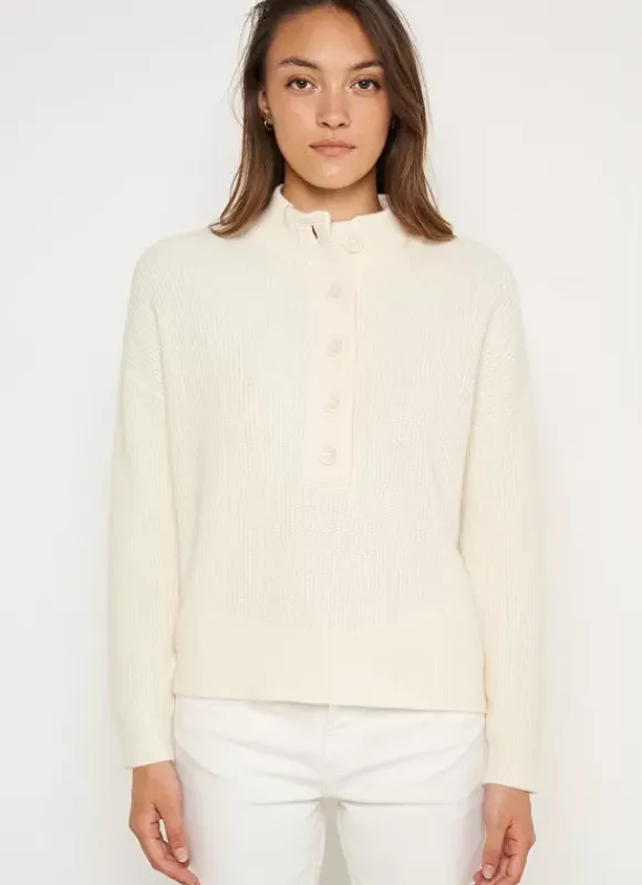 Pull A Cotes Et Col Montant Ecru Macaron Sud Express