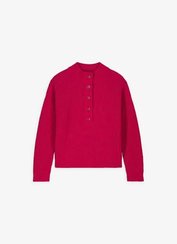 Pull A Cotes Et Col Montant Framboise Macaron Sud Express