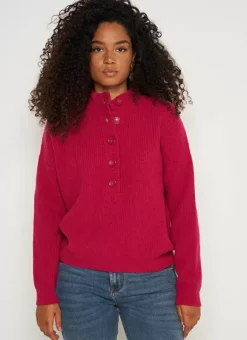 Pull A Cotes Et Col Montant Framboise Macaron Sud Express
