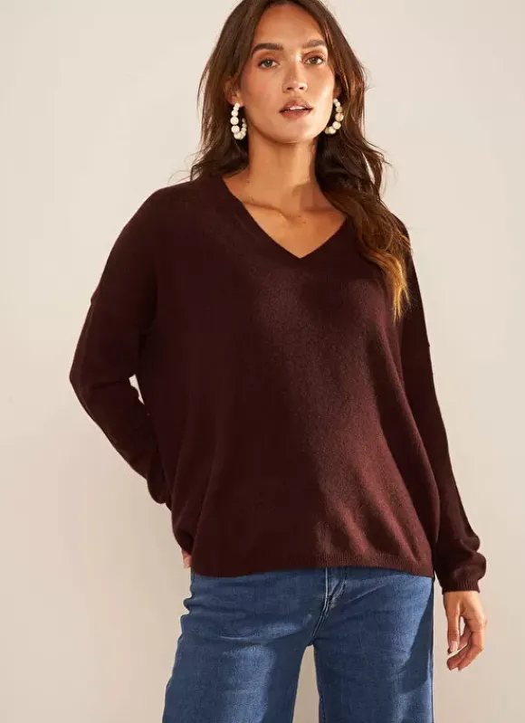 Pull Au Volume Oversize Et A Manches Longues Pres Du Corps Marron Monjoe Sud Express
