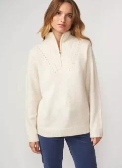 Pull Col Camionneur Avec Zip Ecru Marion Sud Express