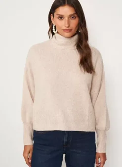 Pull Col Montant, 100% Cachemire Beige Chine Monpran Sud Express