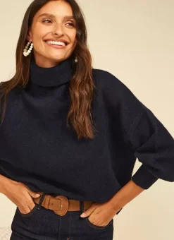 Pull Col Montant, 100% Cachemire Marine Monpran Sud Express