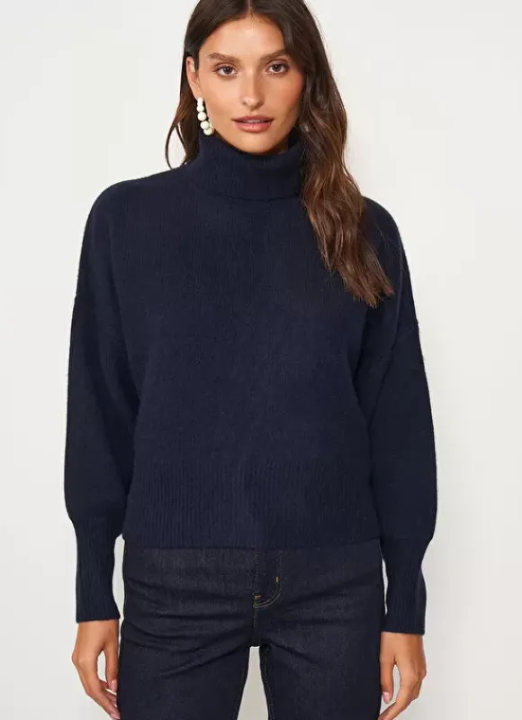 Pull Col Montant, 100% Cachemire Marine Monpran Sud Express
