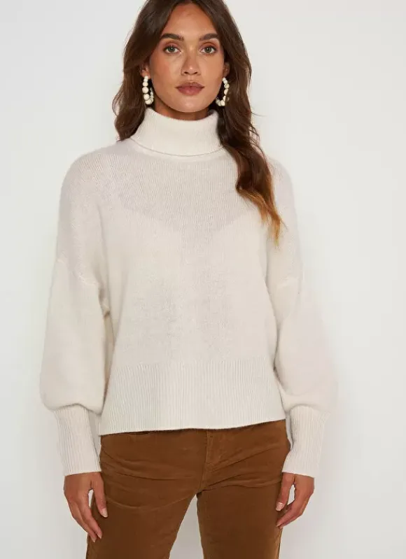 Pull Col Montant, 100% Cachemire Milk Monpran Sud Express