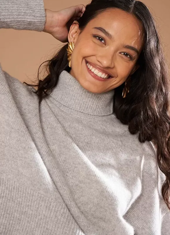 Pull Col Montant, 100% Cachemire Perle Chine Monpran Sud Express