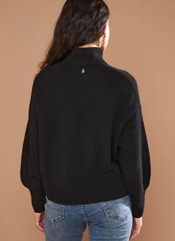 Pull Col Montant, 100% Cachemire Noir Monpran Sud Express