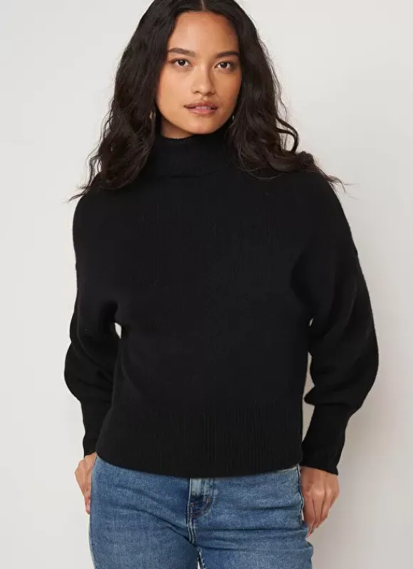 Pull Col Montant, 100% Cachemire Noir Monpran Sud Express