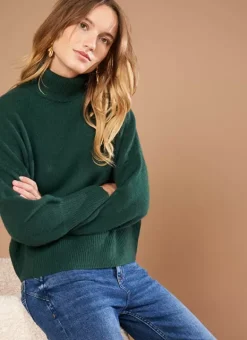 Pull Col Montant, 100% Cachemire Basilic Monpran Sud Express