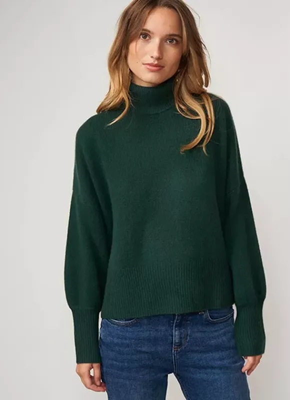 Pull Col Montant, 100% Cachemire Basilic Monpran Sud Express