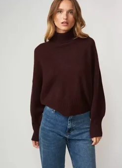 Pull Col Montant, 100% Cachemire Marron Monpran Sud Express