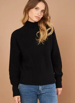 Pull Col Montant A Cotes, Volume Large Noir Maemi Sud Express