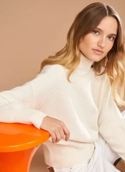 Pull Col Montant A Cotes, Volume Large Ecru Maemi Sud Express