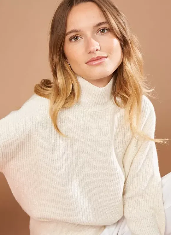 Pull Col Montant A Cotes, Volume Large Ecru Maemi Sud Express