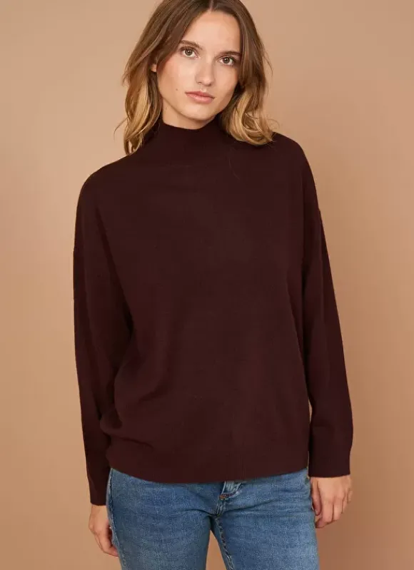 Pull Col Montant En Cachemire Marron Myangela Sud Express