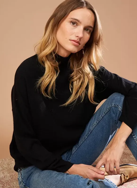 Pull Col Montant En Cachemire Noir Myangela Sud Express