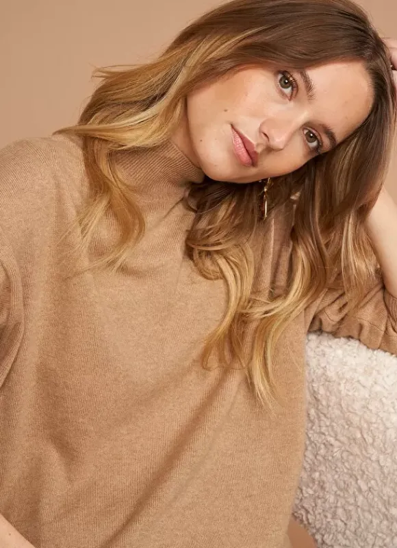Pull Col Montant En Cachemire Camel Myangela Sud Express
